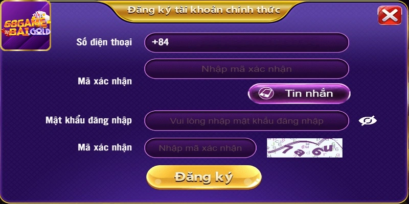 Hướng dẫn đăng ký 68 tài khoản game bài 